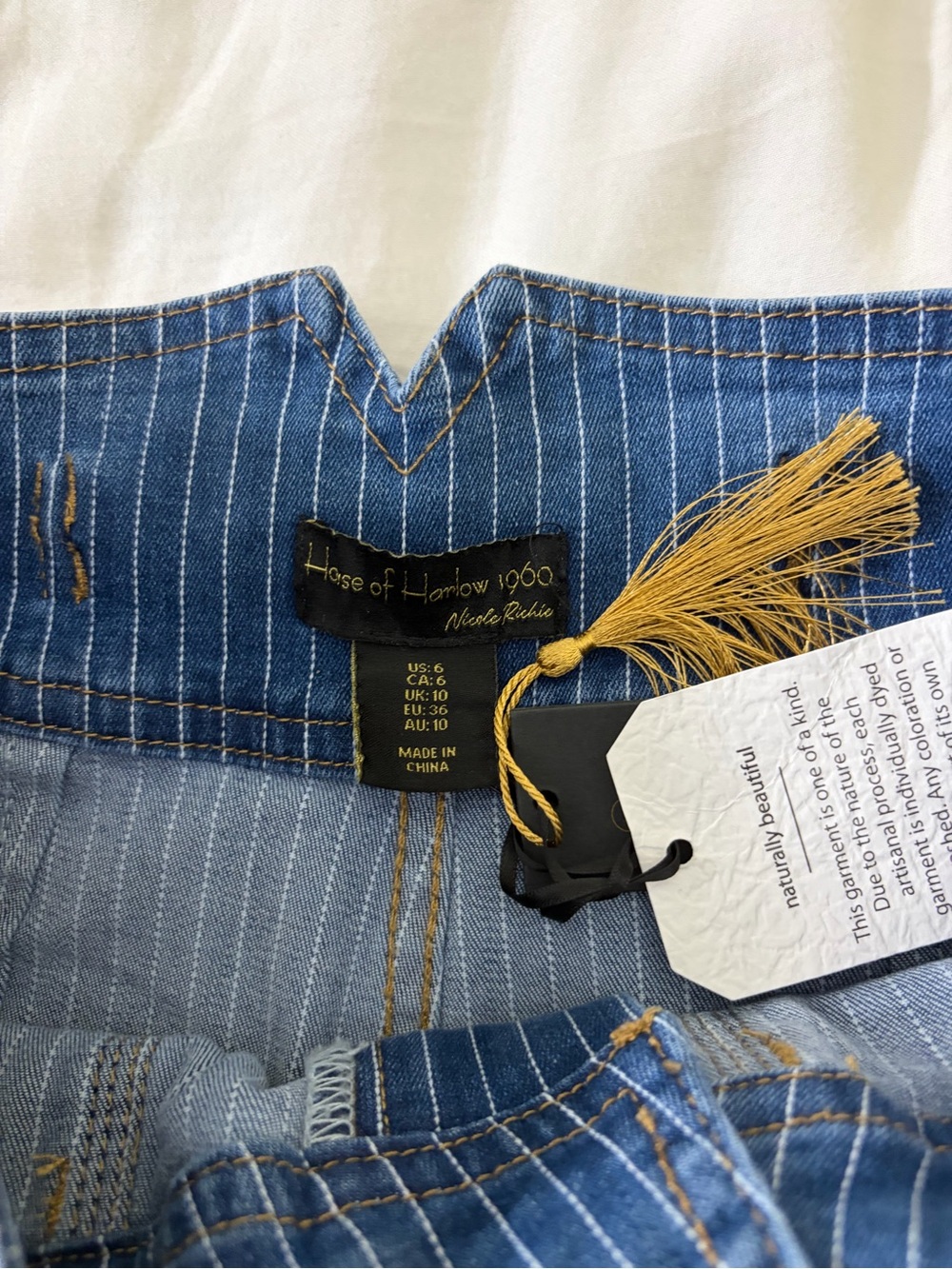 NWT House of Harlow 1960 Pinstripe Denim Vest Wide Leg Jeans Matching Set Size 6 - Picture 13 of 15